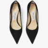 Love 85 Black Suede Pointed Pumps with Jc Emblem