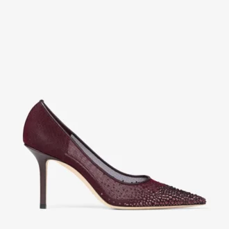 Love 85 Deep Merlot Mesh Pumps with Galaxy Crystal