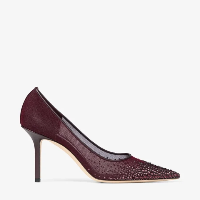 Love 85 Deep Merlot Mesh Pumps with Galaxy Crystal