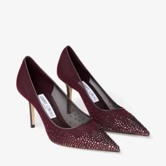 Love 85 Deep Merlot Mesh Pumps with Galaxy Crystal