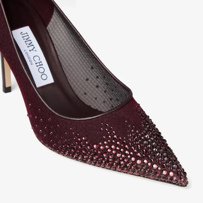Love 85 Deep Merlot Mesh Pumps with Galaxy Crystal