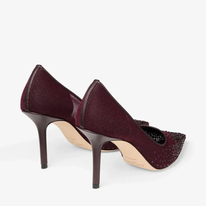 Love 85 Deep Merlot Mesh Pumps with Galaxy Crystal