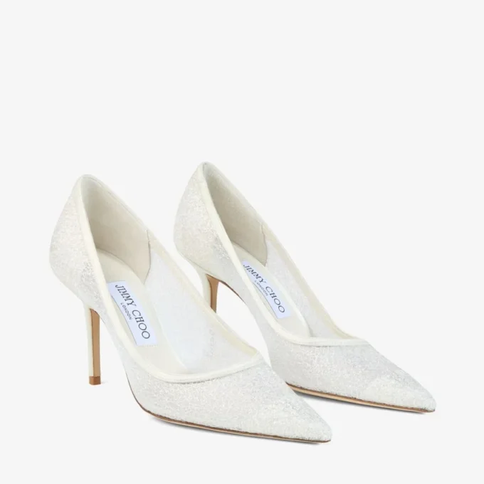 Love 85 Ivory Candyfloss Glitter Pumps