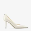 Love 85 Latte Patent Leather Pumps with Jc Emblem