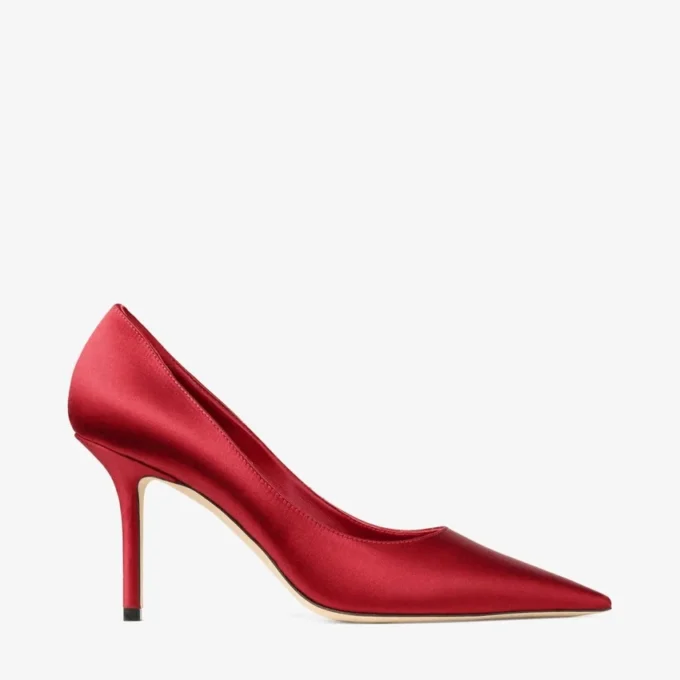 Love 85 Ruby Red Satin Pumps