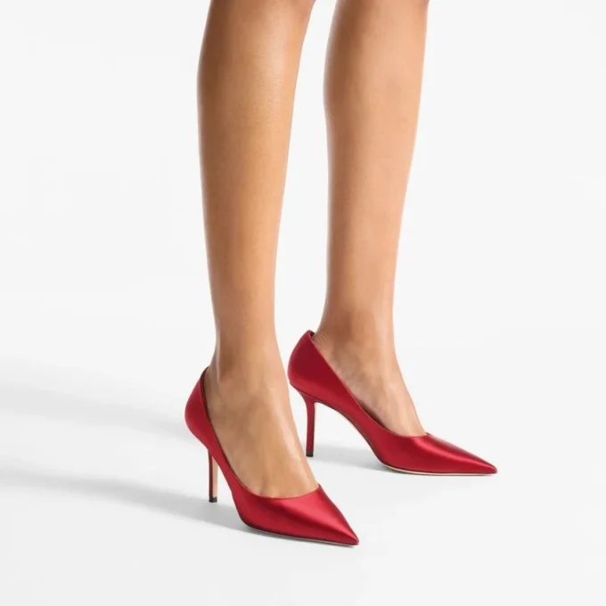 Love 85 Ruby Red Satin Pumps