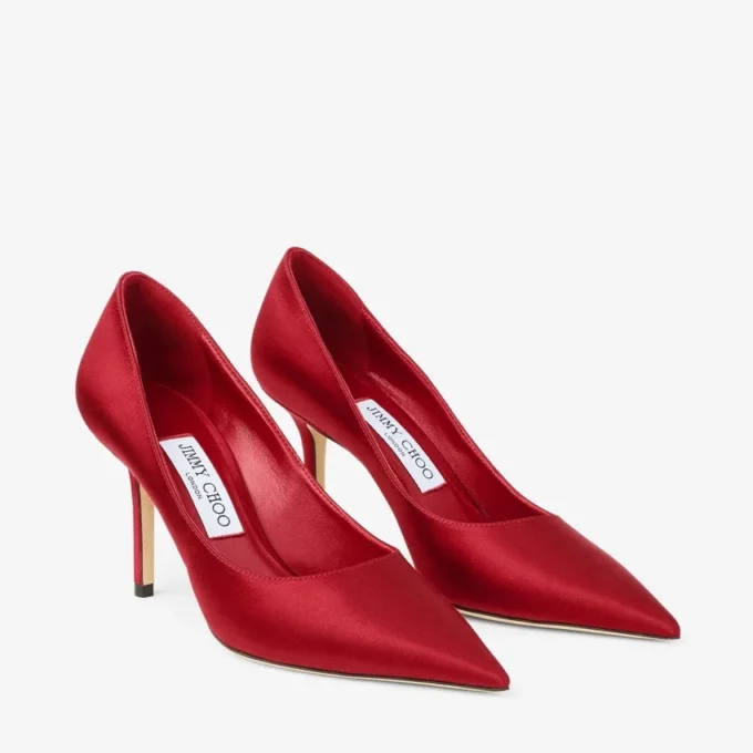 Love 85 Ruby Red Satin Pumps
