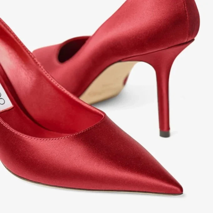 Love 85 Ruby Red Satin Pumps