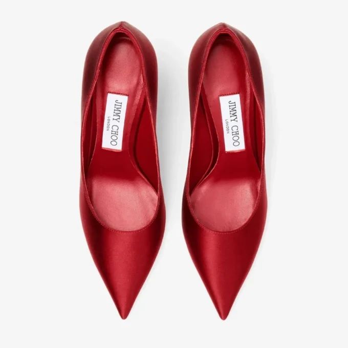 Love 85 Ruby Red Satin Pumps