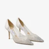 Love 85 White Mesh Pointed-Toe Pumps with DéGradé Crystals