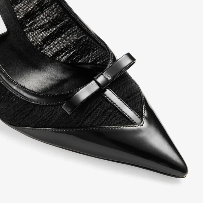 Love Mesh 85 Black Spazzolato and Ruched Mesh Pumps