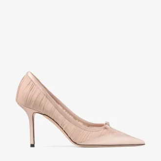 Love Mesh 85 Macaron Satin with Ruched Tulle Pumps