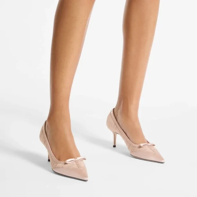 Love Mesh 85 Macaron Satin with Ruched Tulle Pumps