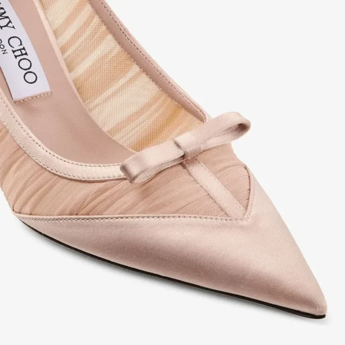 Love Mesh 85 Macaron Satin with Ruched Tulle Pumps