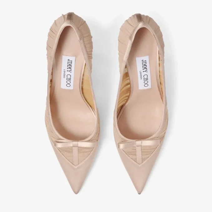Love Mesh 85 Macaron Satin with Ruched Tulle Pumps