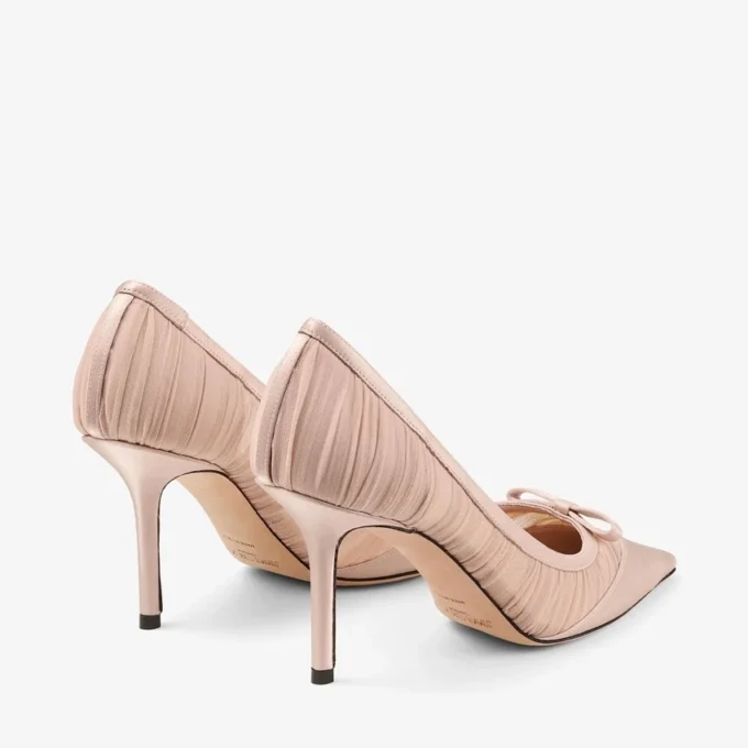 Love Mesh 85 Macaron Satin with Ruched Tulle Pumps
