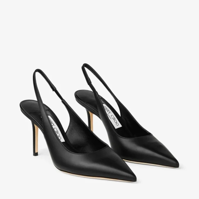 Love  Sling Back 85 Black Calf Leather Slingbacks