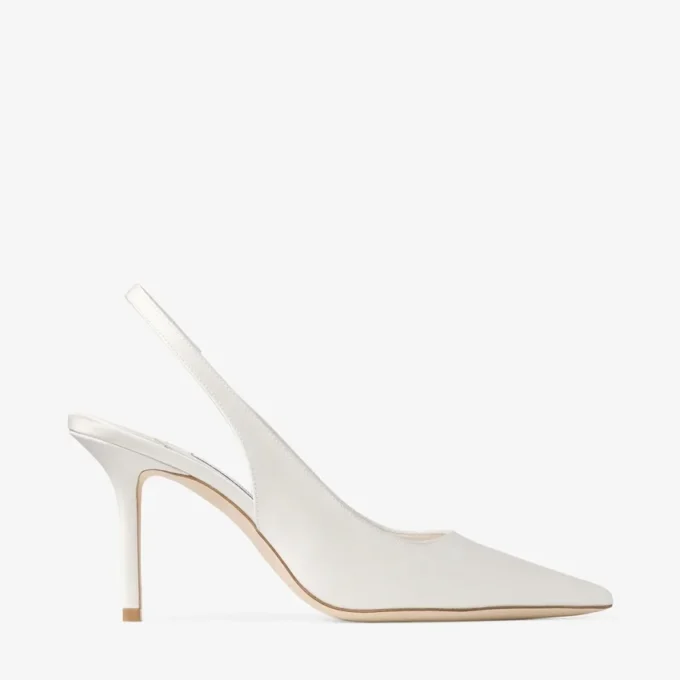 Love Sling Back 85 Ivory Satin Slingbacks