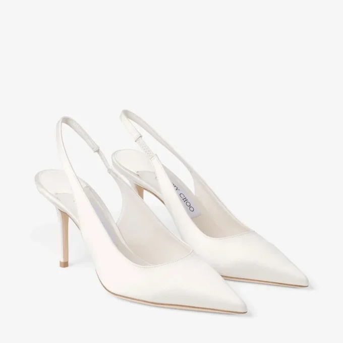 Love Sling Back 85 Ivory Satin Slingbacks