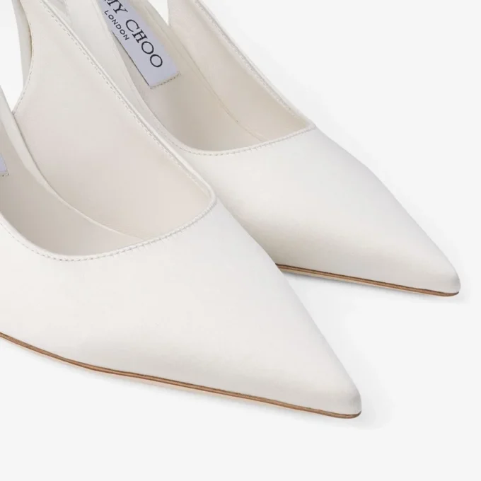 Love Sling Back 85 Ivory Satin Slingbacks