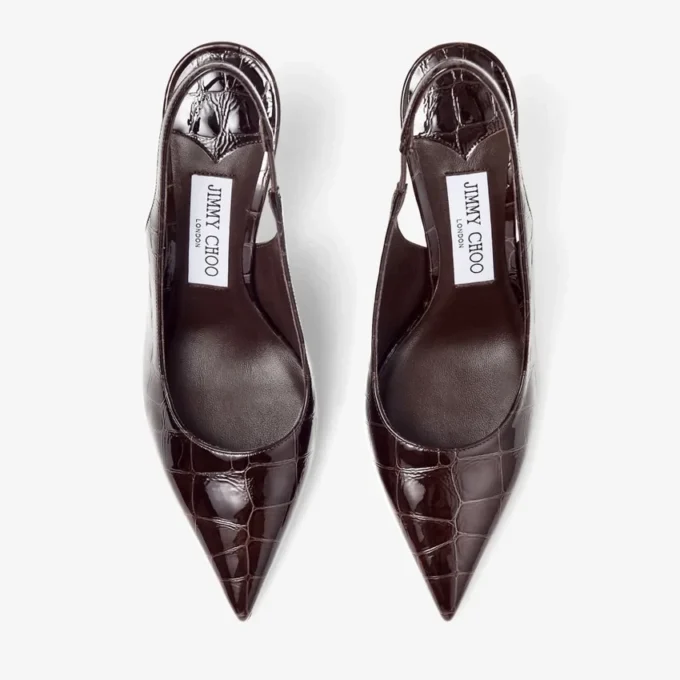 Love  Sling Back 85 Sambuco Shiny Croc Embossed Leather Slingbacks
