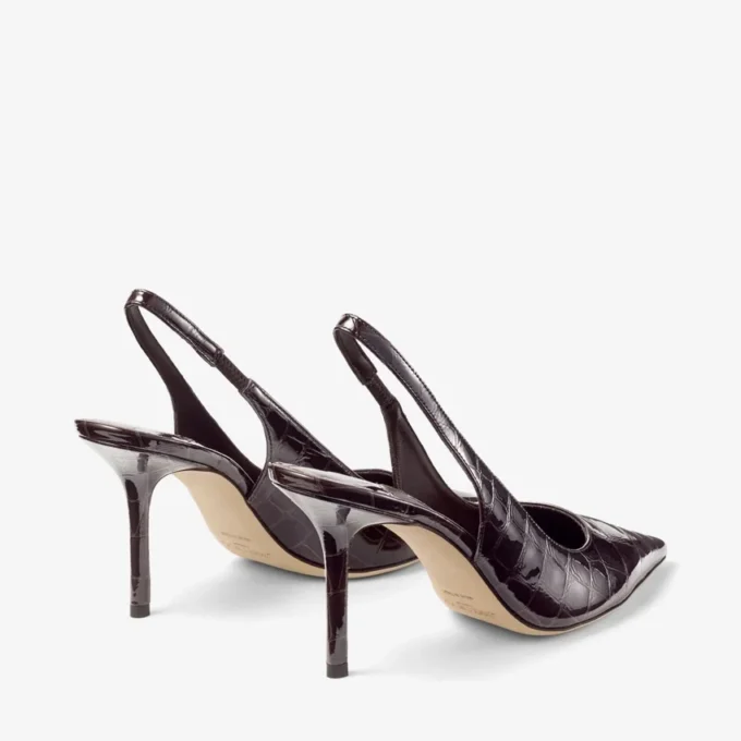 Love  Sling Back 85 Sambuco Shiny Croc Embossed Leather Slingbacks