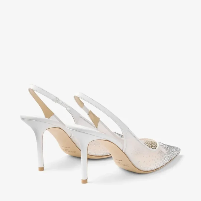 Love Sling Back 85 White Mesh Slingbacks with DéGradé Galaxy Crystals