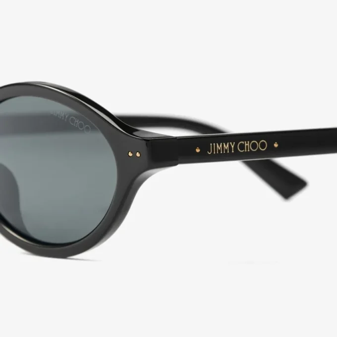 Marais Black and Grey Oval Acetate Sunglasses