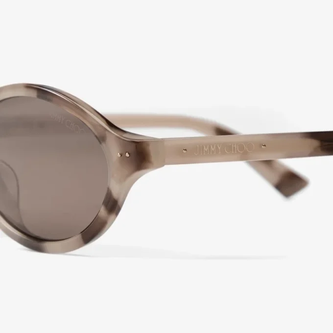 Marais Chai Havana and Dark Brown Acetate Oval Sunglasses