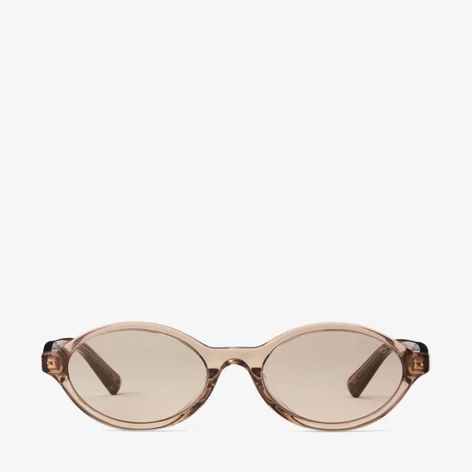 Marais Transparent Tan and Light Brown Oval  Acetate Sunglasses