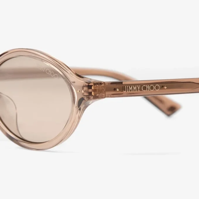 Marais Transparent Tan and Light Brown Oval  Acetate Sunglasses
