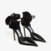 Marja 100 Black Soft Spazzolato Pumps with Short Tinsel Corsage