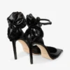 Marja 100 Black Soft Spazzolato Pumps with Short Tinsel Corsage