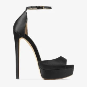 Max 150 Black Satin Sandal