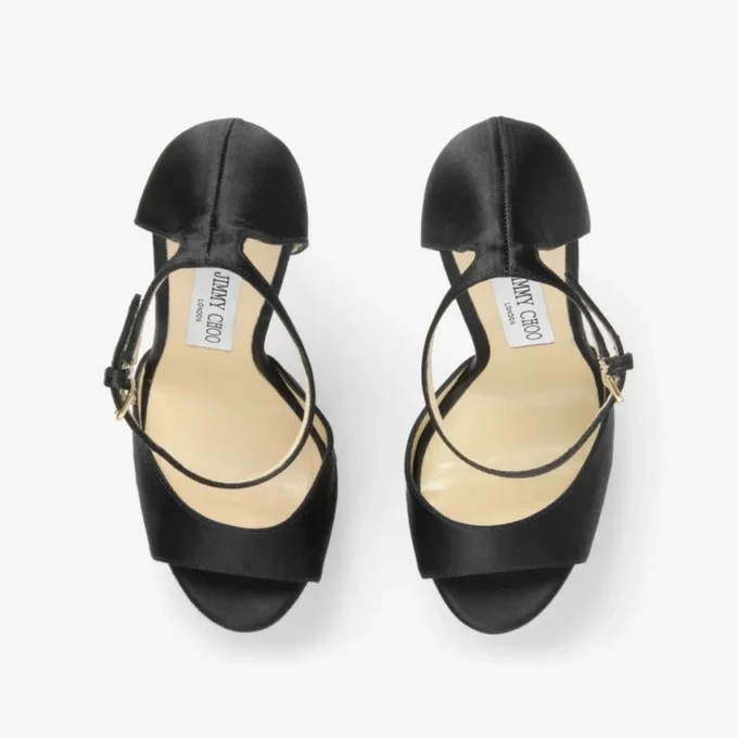 Max 150 Black Satin Sandal