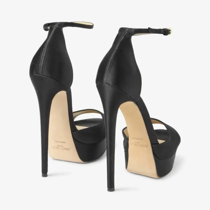 Max 150 Black Satin Sandal