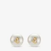 Maxi Pearl Studs Gold Finish Metal Jc Pearl Stud Earrings