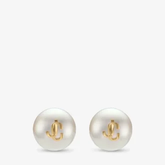 Maxi Pearl Studs Gold Finish Metal Jc Pearl Stud Earrings