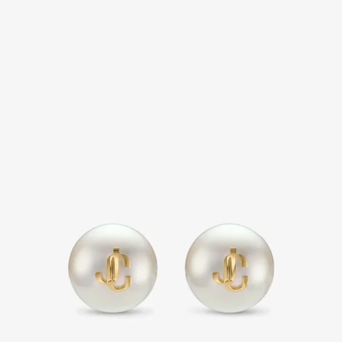 Maxi Pearl Studs Gold Finish Metal Jc Pearl Stud Earrings