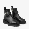 Meena Flat Black Leather Boots