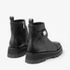 Meena Flat Black Leather Boots