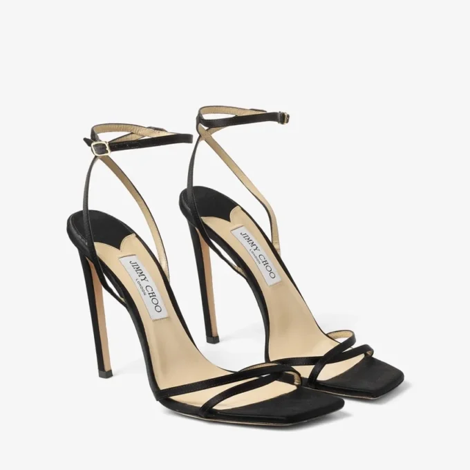 Metz 100 Black Satin Sandal