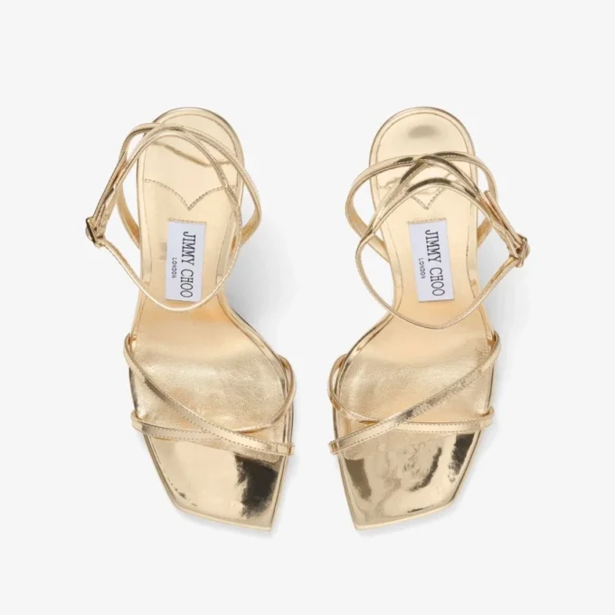 Metz 100 Gold Liquid Metal Leather Sandal