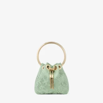 Micro Bon Bon Verde Satin and Jimmy Choo Lace Mini Bucket Bag