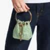 Micro Bon Bon Verde Satin and Jimmy Choo Lace Mini Bucket Bag