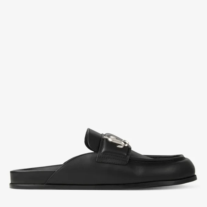 Milo Mule Black Calf Leather Backless Mule