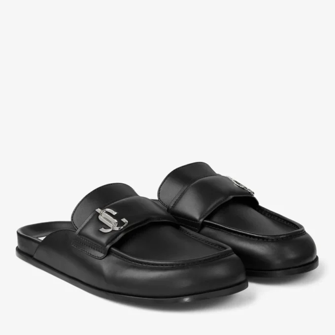 Milo Mule Black Calf Leather Backless Mule