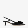 Mimmi Sling Back 50 Black Shiny Nappa Leather Slingbacks with Nappa Lace Corsage