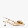 Mimmi  Sling Back 50 Gold Liquid Metal Leather Slingbacks with Jimmy Choo Perforated Corsage