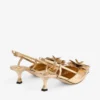 Mimmi  Sling Back 50 Gold Liquid Metal Leather Slingbacks with Jimmy Choo Perforated Corsage